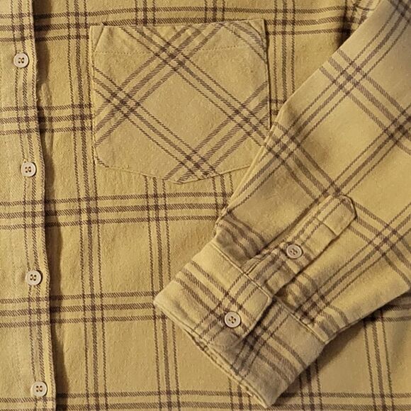 Women's Mustard Yellow Plaid Flannel Button-Down Shirt - Picture 10 of 14